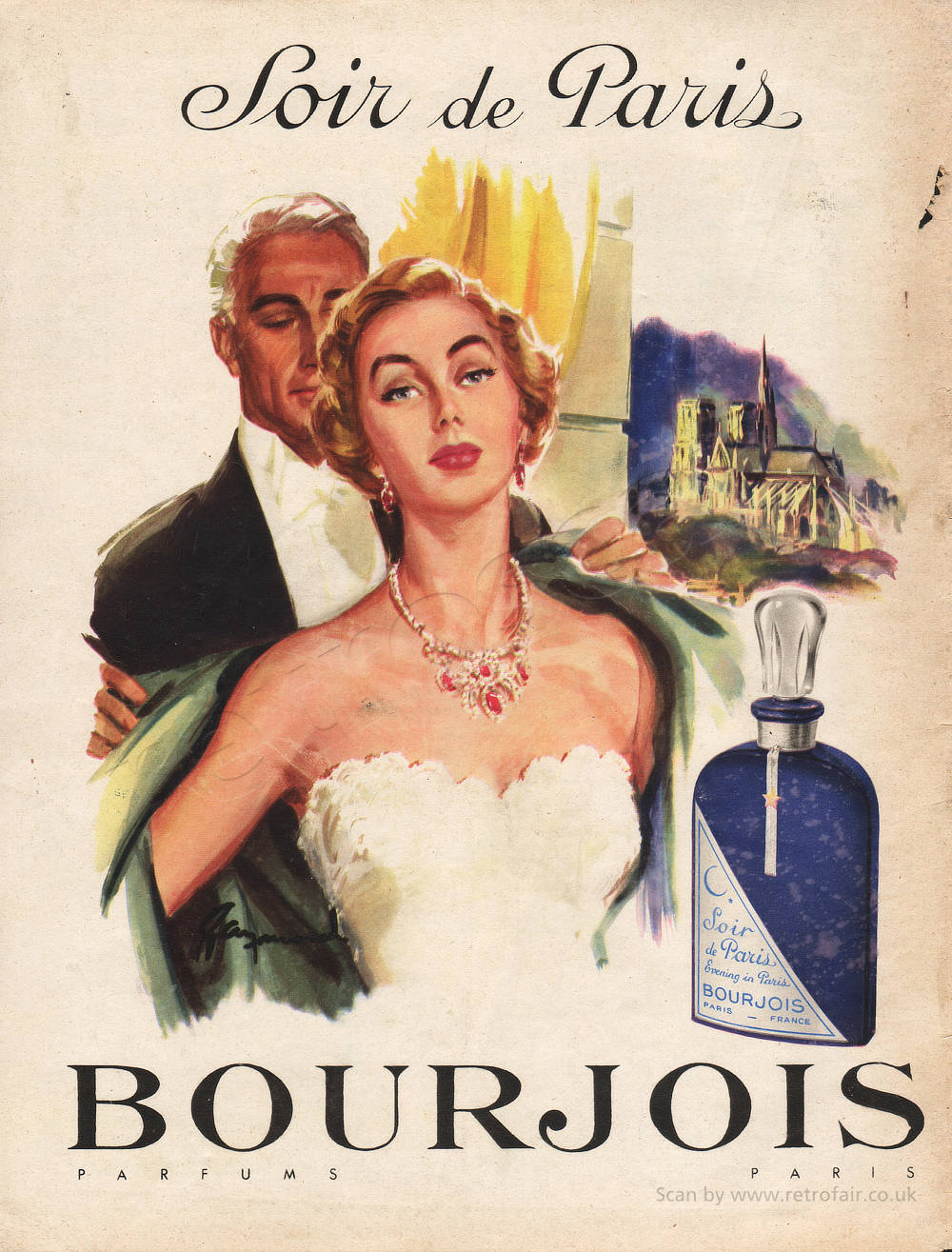  1954 Bourjois Perfume unframed vintage ad