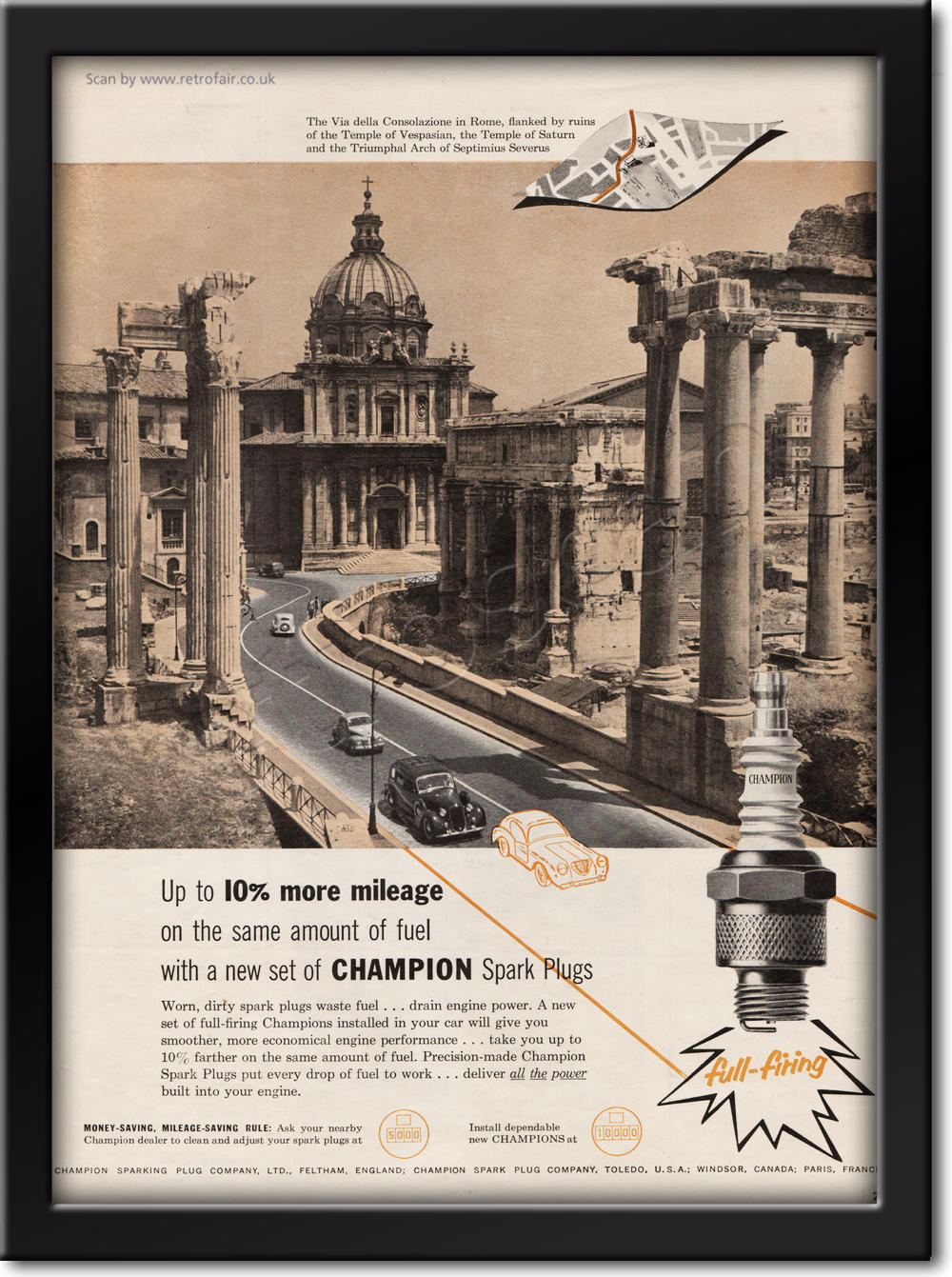 1954 vintage Champion Spark Plugs ad