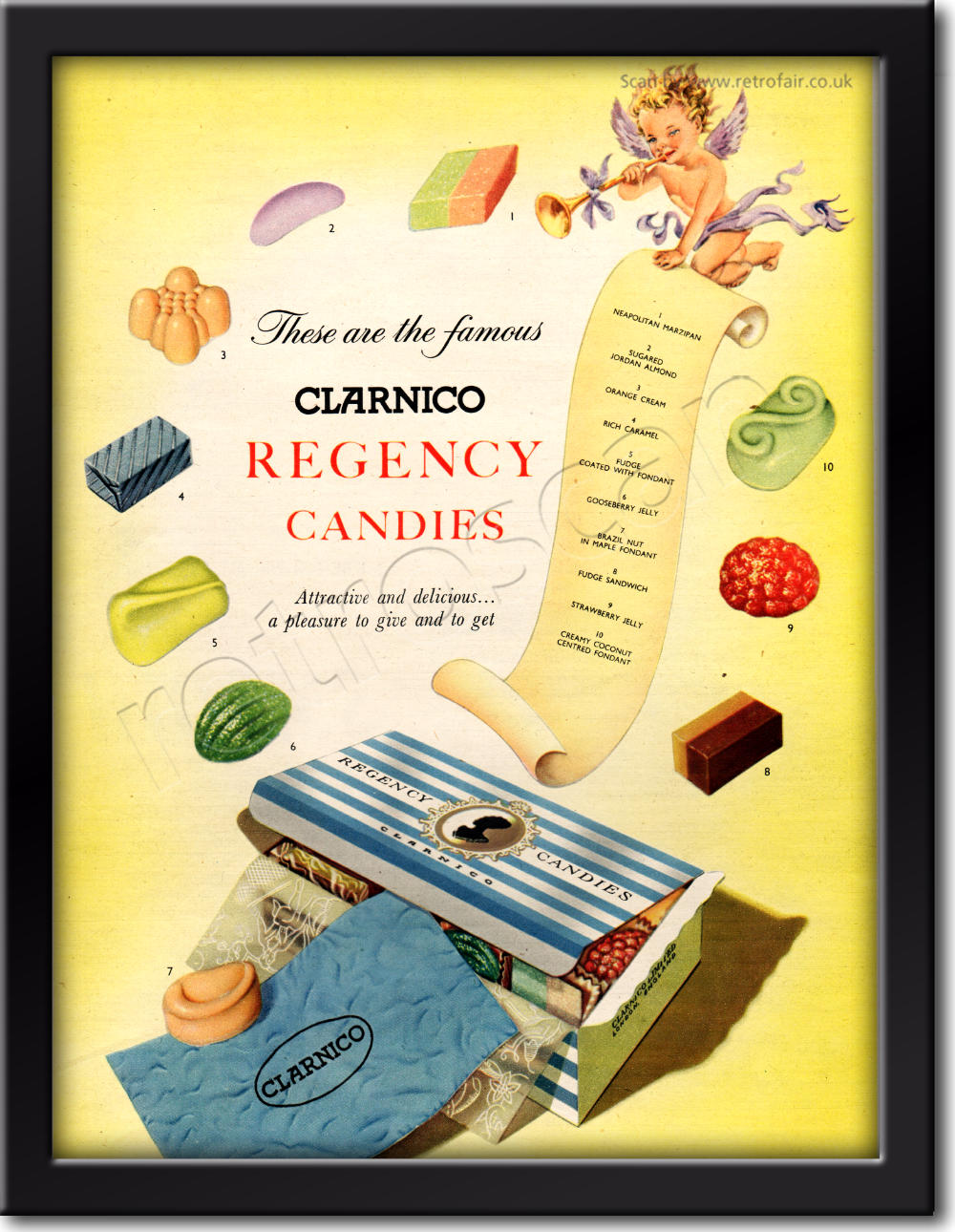 1954 Clarnico Regency Candies vintage ad