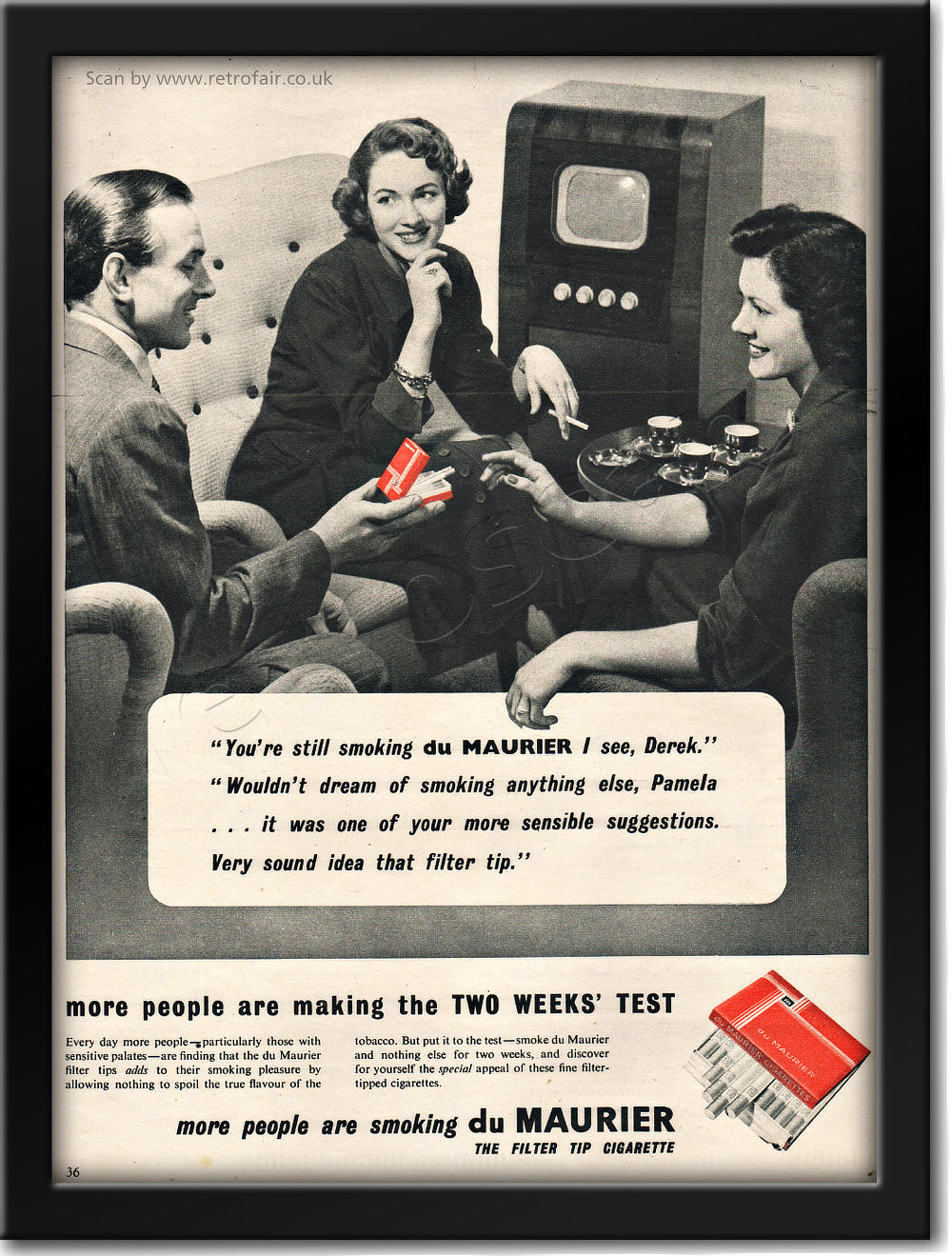 1954 vintage Du Maurier Cigarettes ad
