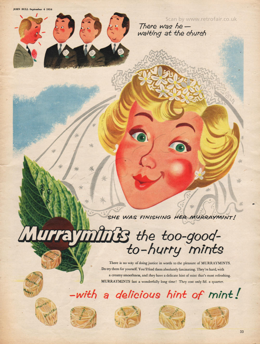 1954 Murraymints - unframed vintage ad