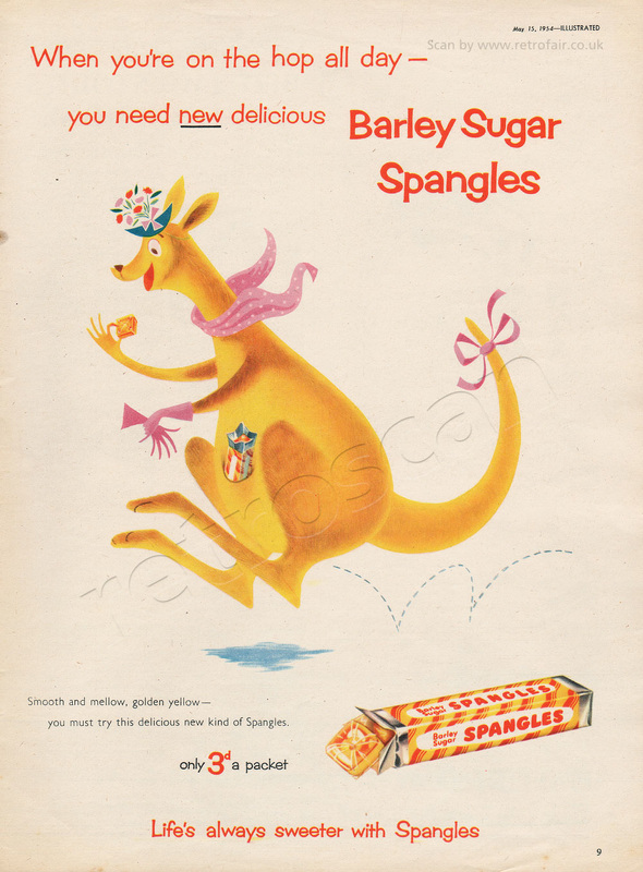 1954 Barley Sugar Spangles - unframed vintage ad
