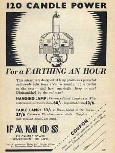 1936 Famos Oil Lamps - vintage ad