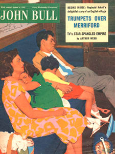 1955 April John Bull Vintage Magazine family asleep on train