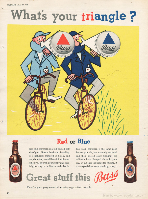 1955 Bass Triangle Beer - unframed vintage ad