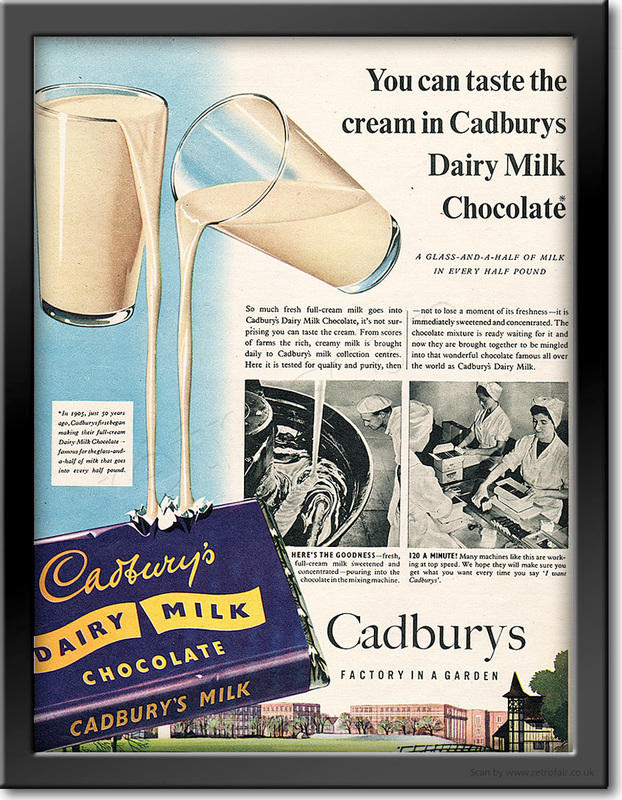  1955 Cadbury's Dairy Milk - framed preview retro