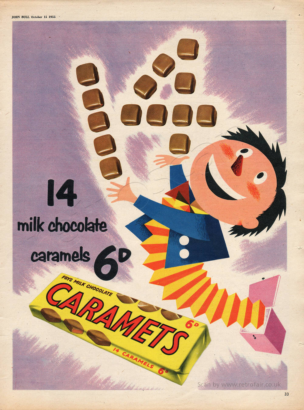 1955 Caramets - unframed vintage ad