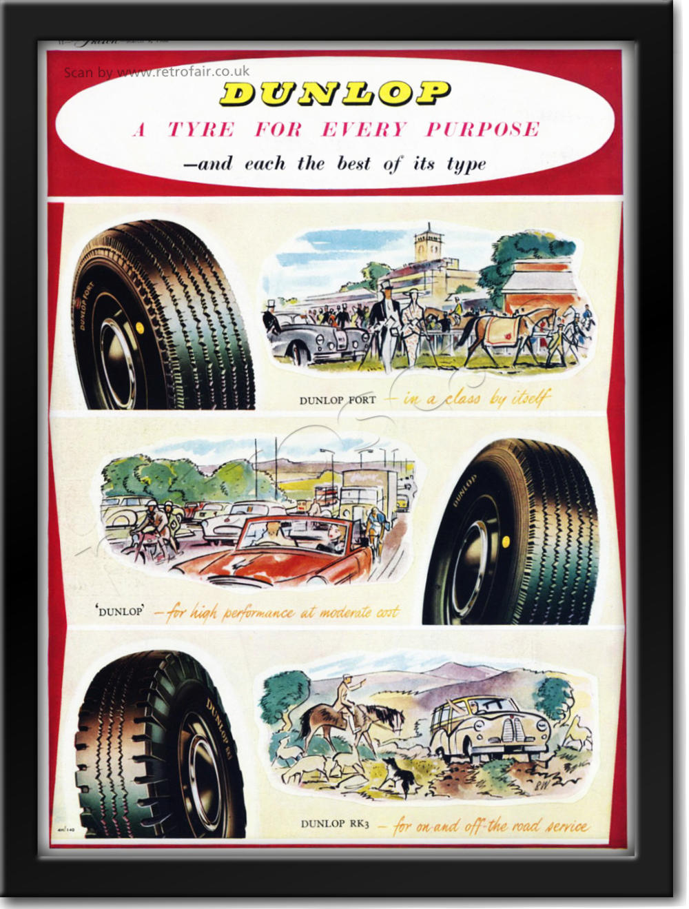 1955 vintage Dunlop Tyres advert