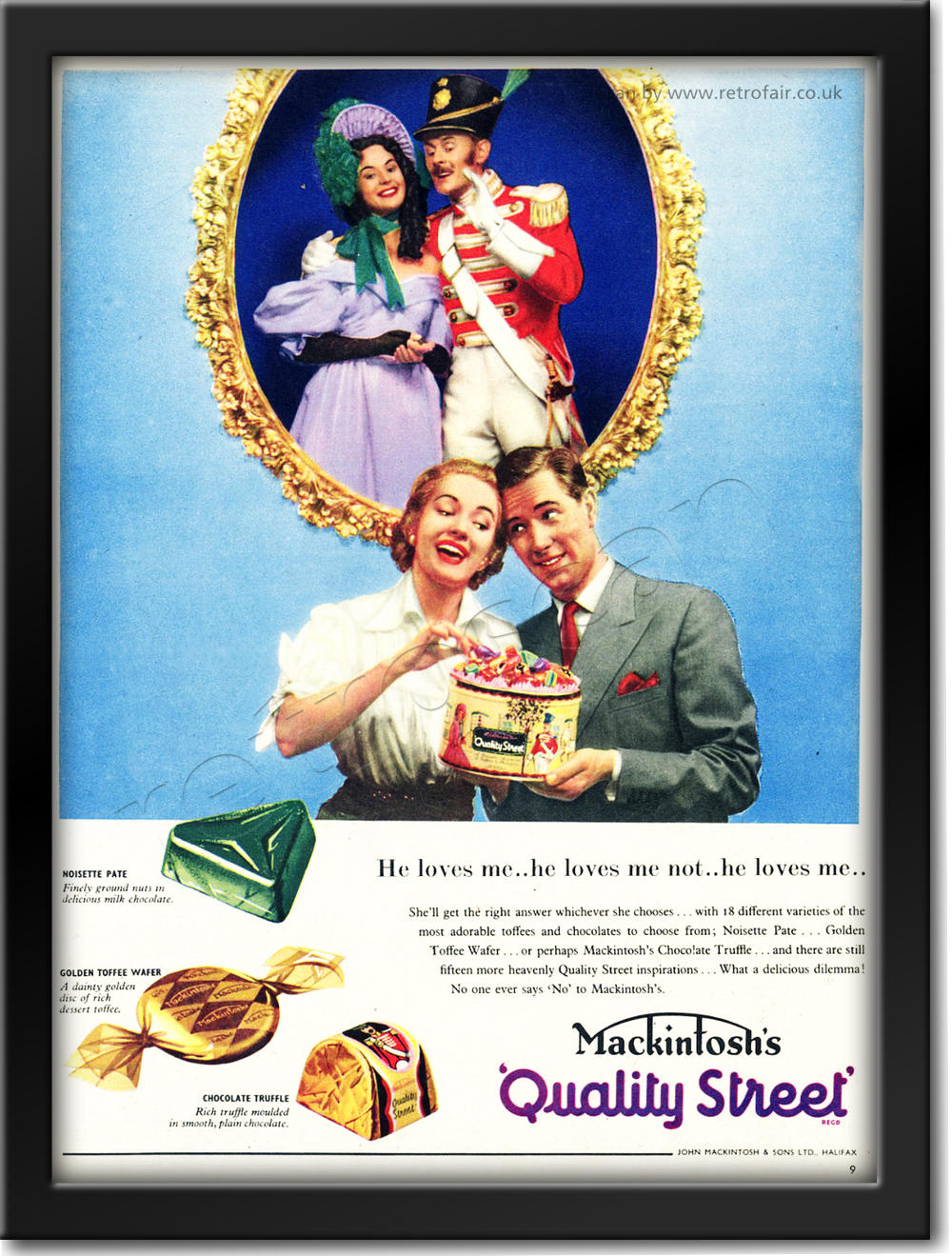vintage 1955 Macintosh Quality Street ad