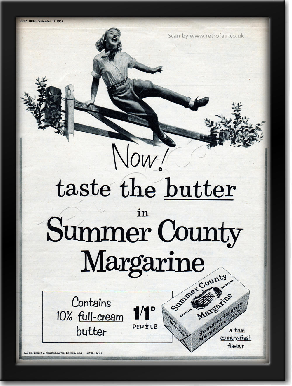 1955 vintage Summer County Margarine 