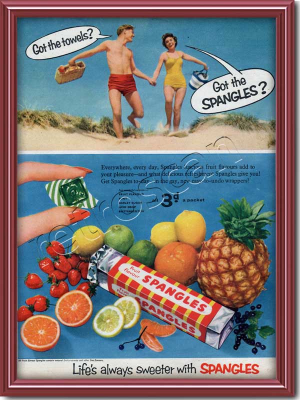 vintage 1955 Fruit Spangles advert