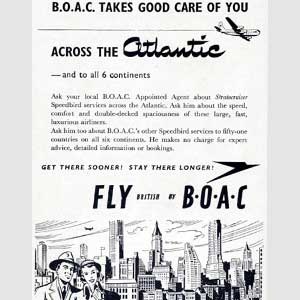 1950 BOAC Atlantic Crossings  - Vintage Ad