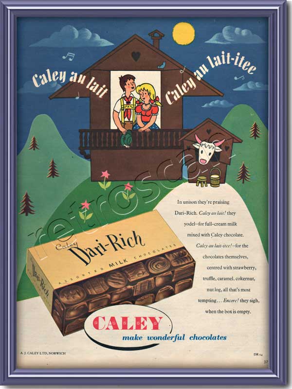 1955 Caley Dari-Rich Chocolates vintage ad