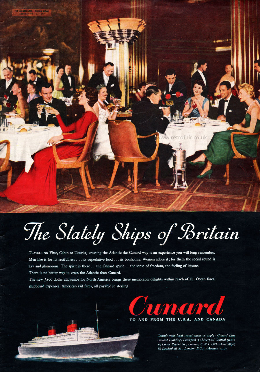 1957 Cunard - unframed vintage ad