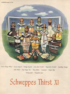 1954 Schweppes Soft Drinks Thirst Eleven