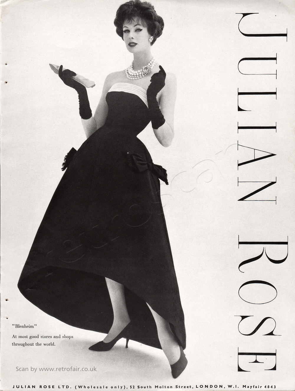 1958 Julian Rose Couture - unframed vintage ad