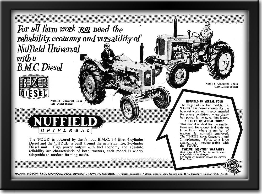 1958 Nuffield Universal Tractors - framed preview vintage ad