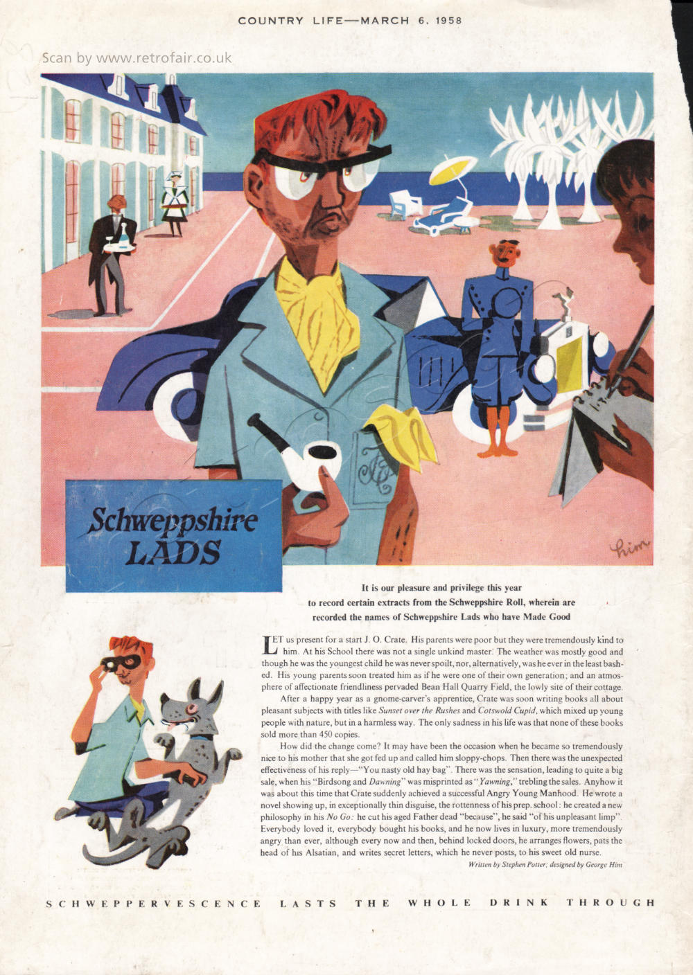 1958 Schweppes - unframed vintage ad