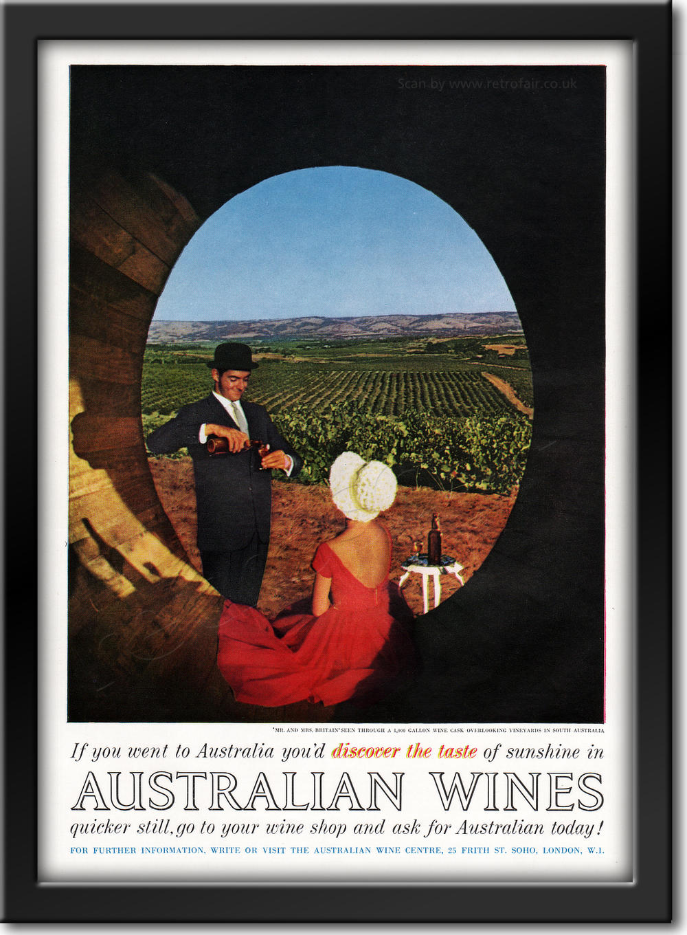 1961 Australian Wines - framed preview retro