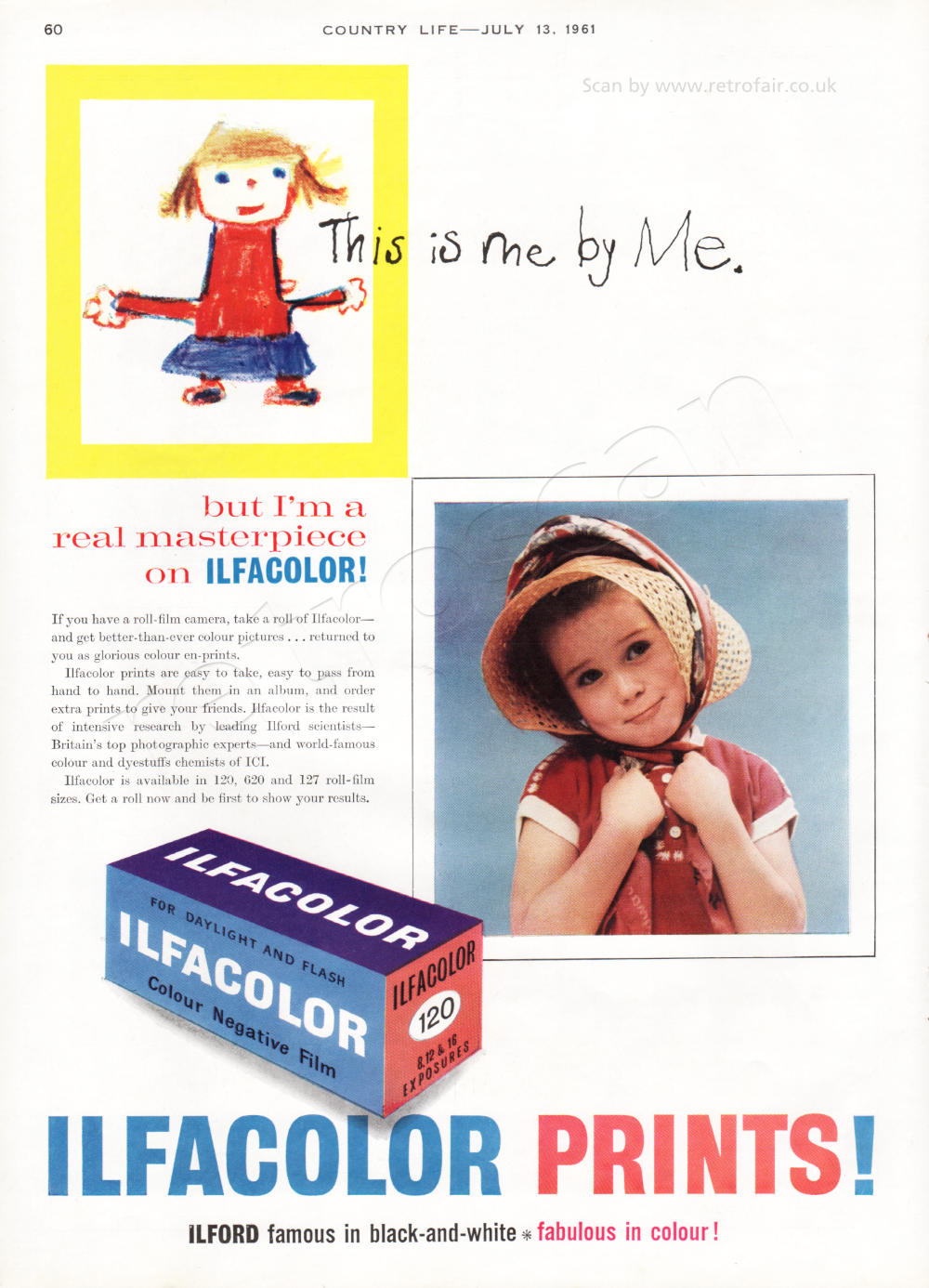  1961 Ilford Colour Prints - unframed vintage ad
