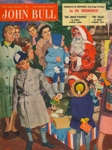 1955 December John Bull Vintage Magazine Santa's grotto - unframed