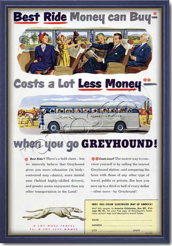 1950 Greyhound Bus Vintage Ad