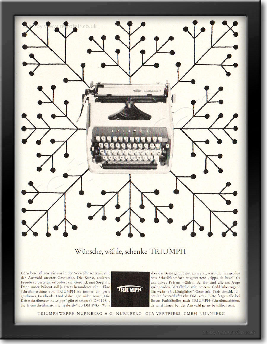 1961 Triumph Typewriters - framed preview retro