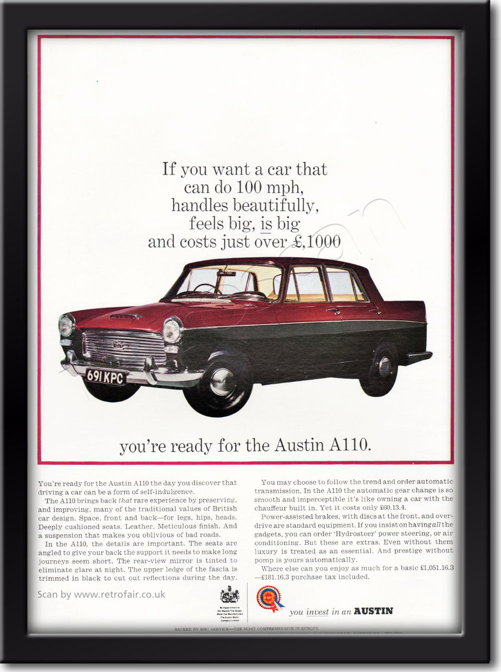 1964 vintage Austin A110 magazine ad