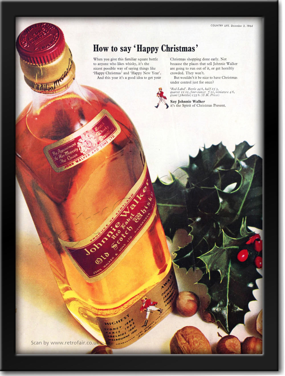 vintage 1964 Jonnie Walker Scotch Whiskey advert