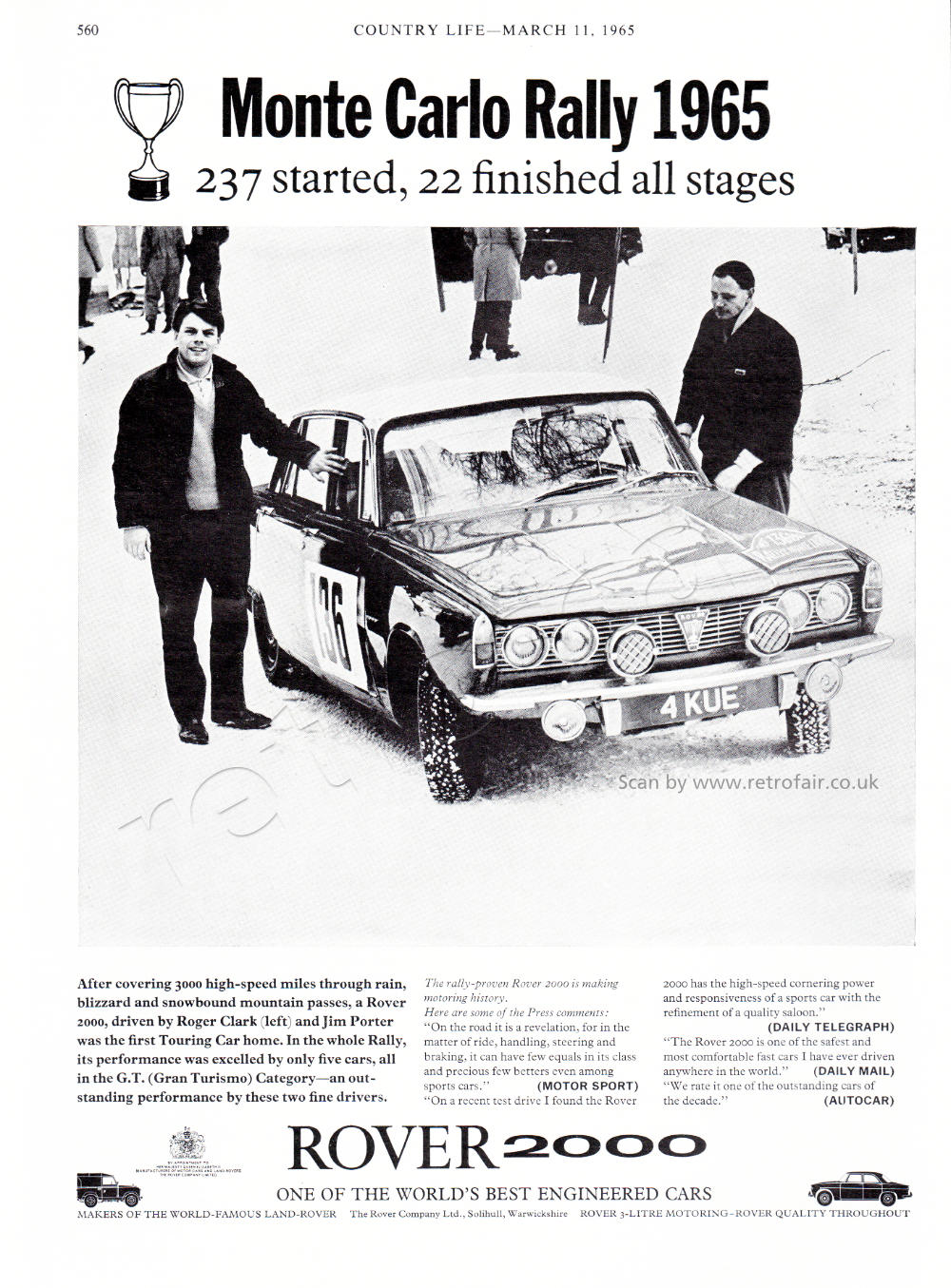 1965 Rover 2000 vintage ad