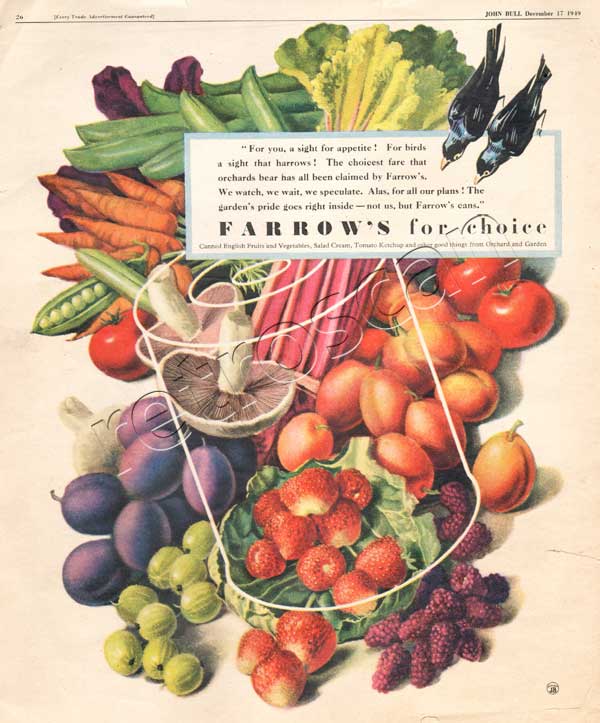 vintage 1949 Farrow's Fruit and Vegetables