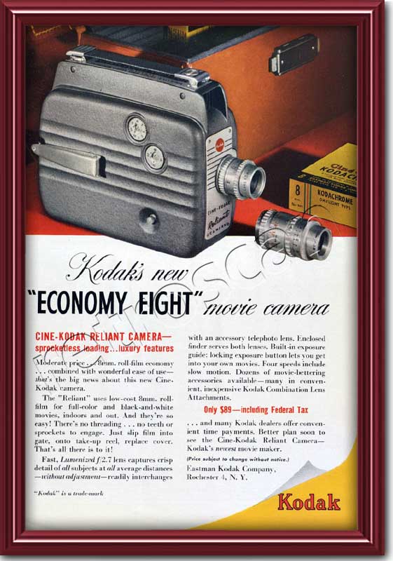 1949 vintage Kodak Economy Eight advert