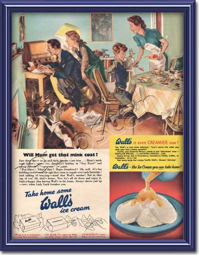 1954 vintage Walls Ice Cream ad
