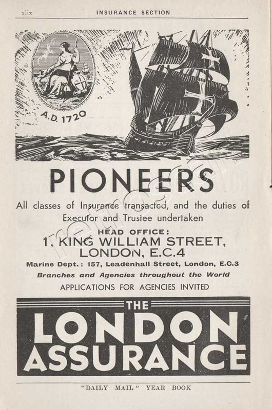 vintage 1935 London Assurance - unframed ad