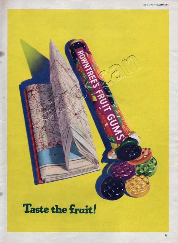 1954 vintage Rowntree's Fruit Gums with map