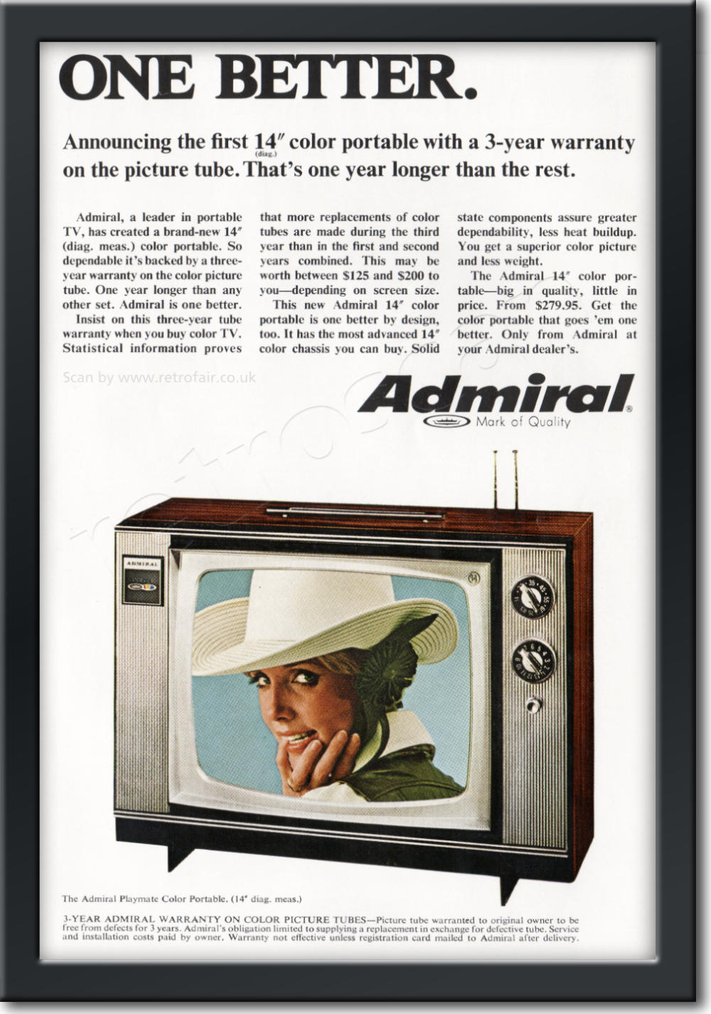  1968 Admiral Televisions - framed preview retro