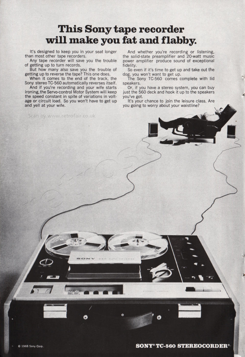  1968 Sony Tape Recorders - unframed vintage ad