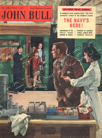 1955 October John Bull Vintage Magazine buying chocolate on railway platform  - unframed