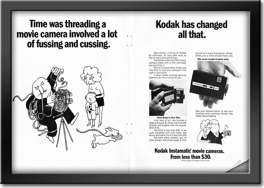1969 Kodak Instamatic Movie Cameras - framed preview vintage ad