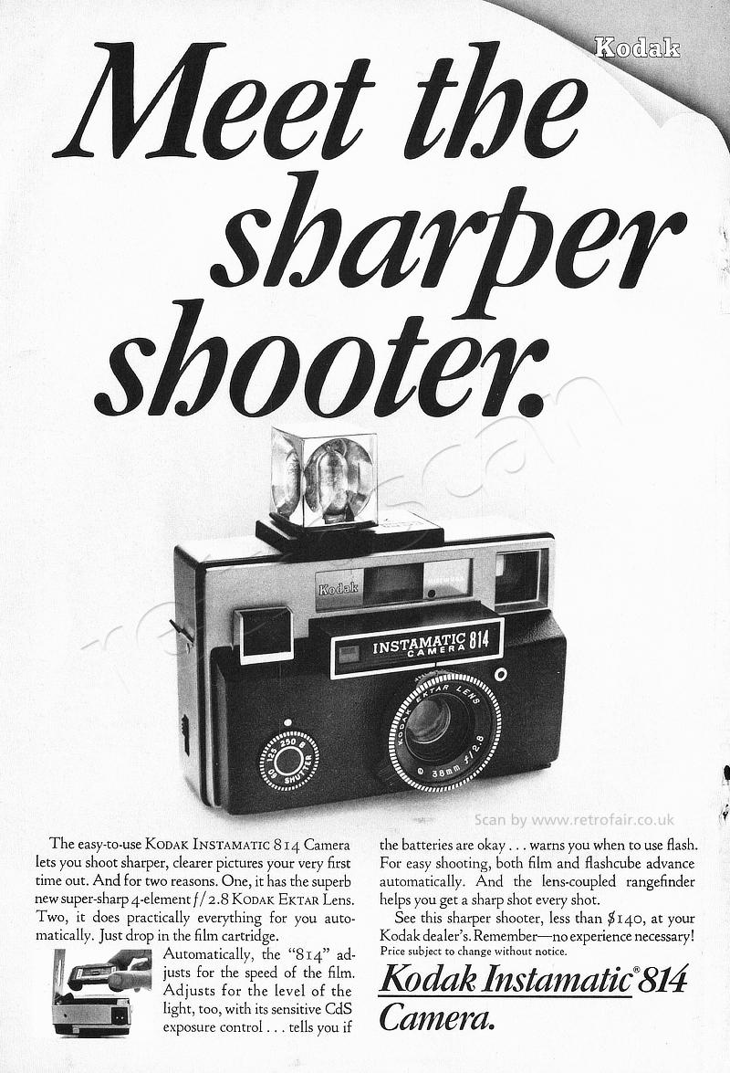  1969 Kodak Instamatic 814 - unframed vintage ad