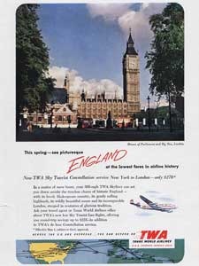 1952 TWA 'London' Big Ben - Vintage