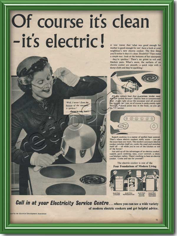 1955 Electricity Service Centres vintage magazine ad