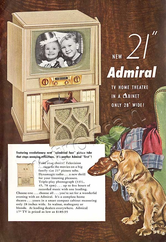 1952 Admiral TV - unframed vintage ad