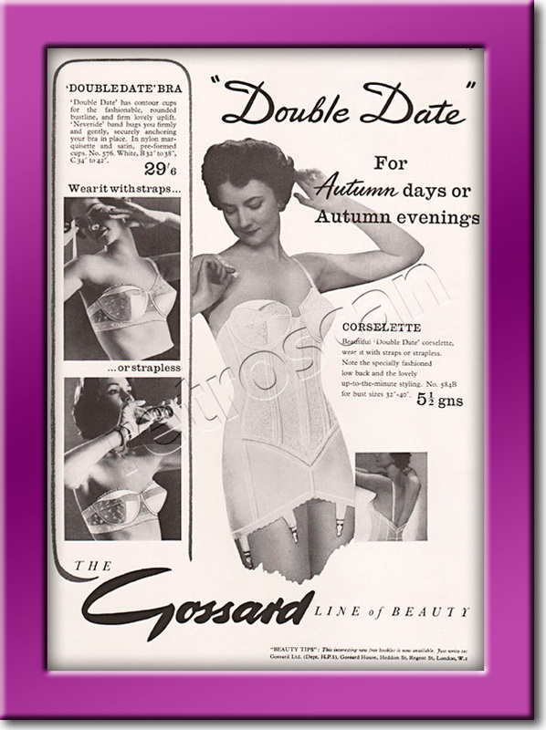 1958 Gossard Double Date vintage magazine ad