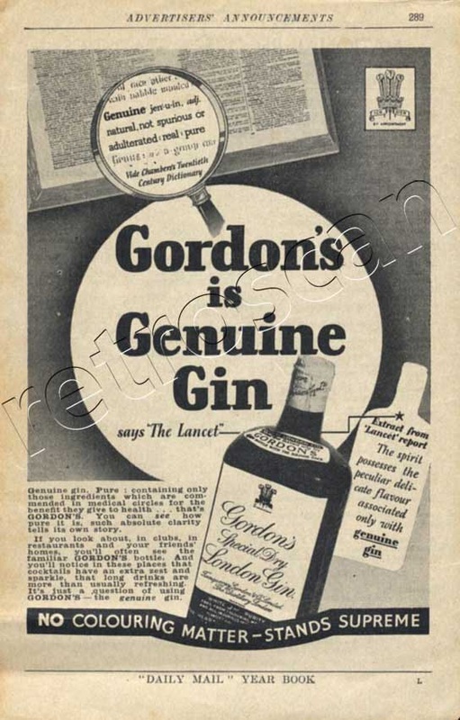 1936 vintage Gordons Gin advert
