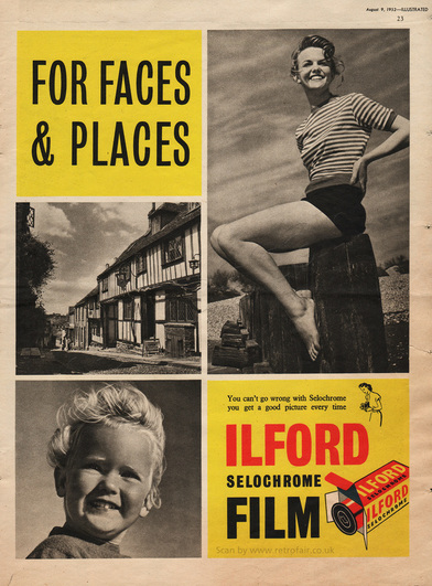  1952 Ilford Selochrome Film - unframed vintage ad