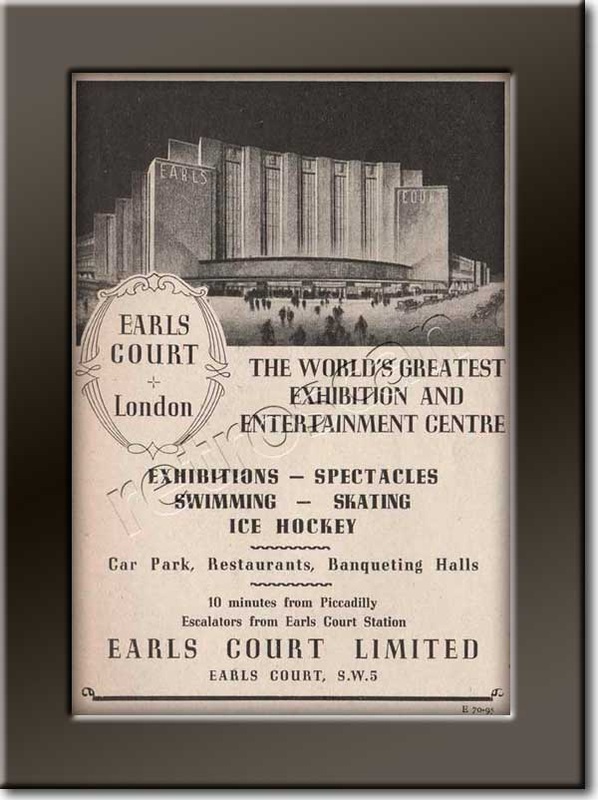 1938 vintage Earls Court Exhibition Centre advert