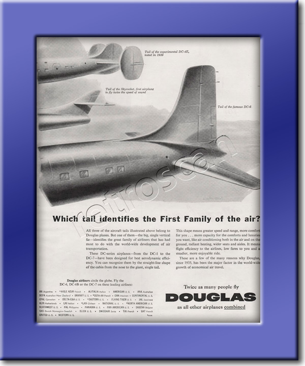 1954 Douglas Airplanes Vintage Ad