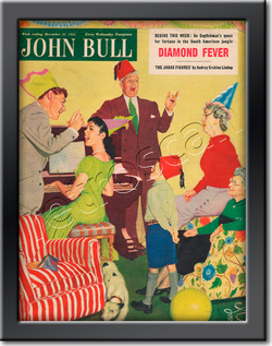1952 December John Bull Vintage Magazine New Year Party - framed example