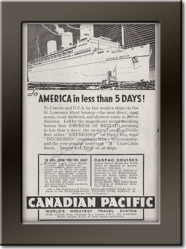 1935 vintage Canadian Pacific advert